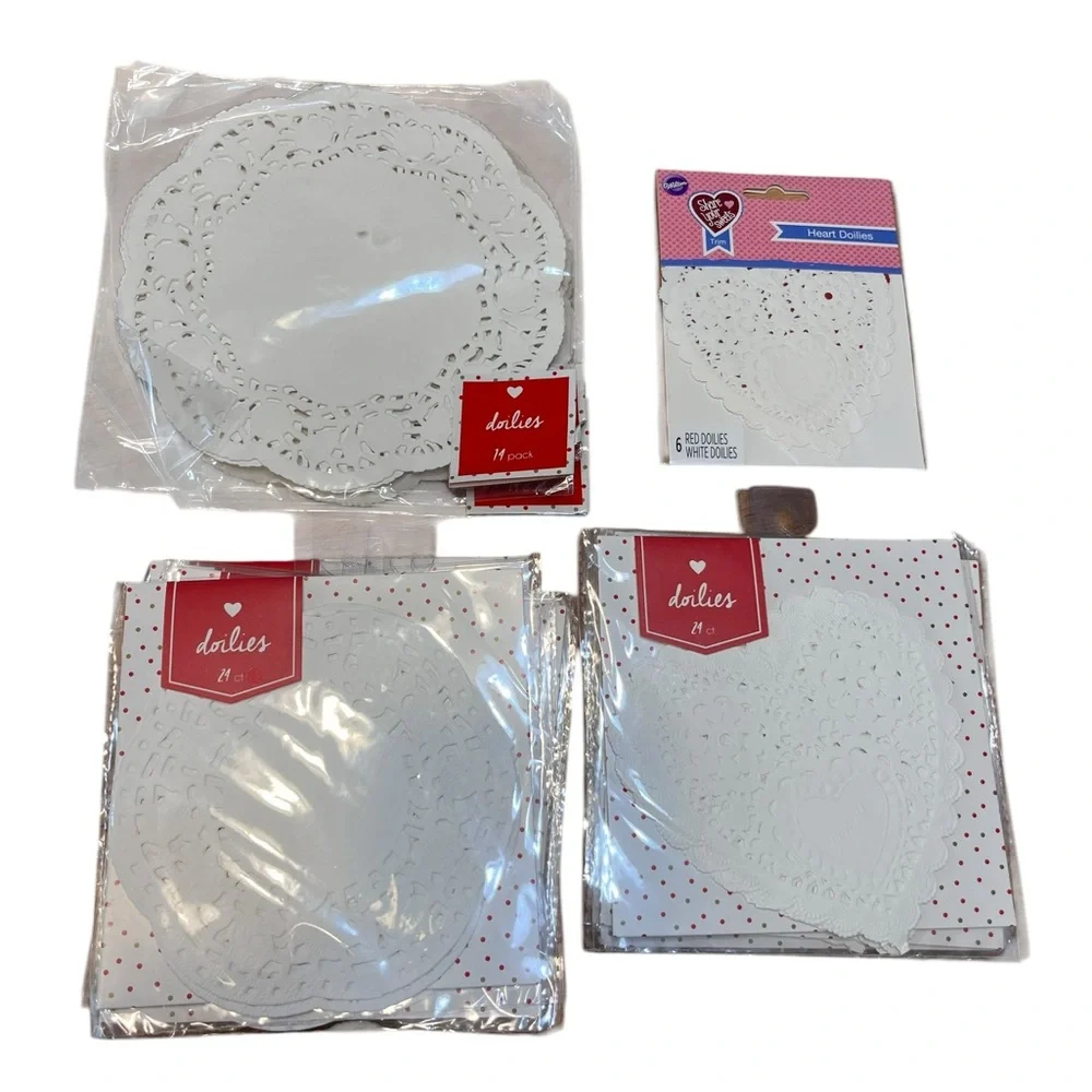 350pc White Paper Doilies Round Heart Valentine Wedding Crafts Party NWT